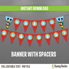 Mickey Mouse Clubhouse Happy Birthday Banner with Spacers